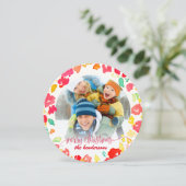 PixDezines Kerst Waterverf/Vakantie Foto Feestdagenkaart (Staand voorkant)