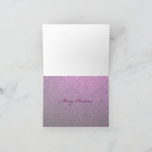 PixDezines Kerstversiering/paarse damast Feestdagen Kaart (Binnen)