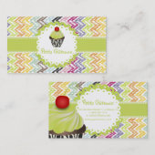 PixDezines keylime cupcake+ikat chevron Visitekaartje (Voorkant / Achterkant)