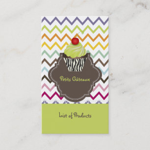 PixDezines keylime krullen cupcake+chevron Visitekaartje
