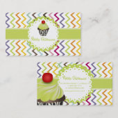 PixDezines keylime krullen cupcake+chevron Visitekaartje (Voorkant / Achterkant)
