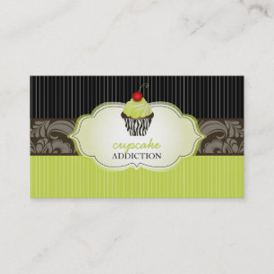 PixDezines keylime krullen cupcake+pinstripes Visitekaartje
