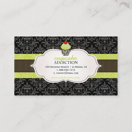 PixDezines keylime swirls cupcake/pinstripes/DIY Visitekaartje (Achterkant)