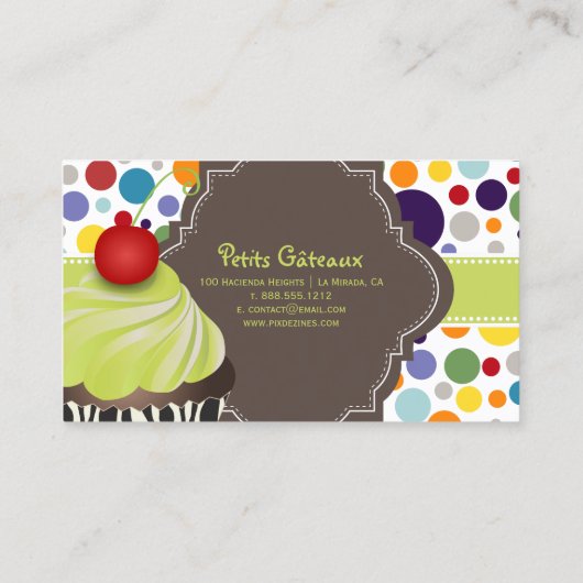 PixDezines keylime wervelt cupcake + bubble gums Visitekaartje (Achterkant)