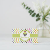 PixDezines keylime wervelt cupcake+chevron Visitekaartje (Staand voorkant)