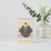 PixDezines keylime wervelt cupcake+chevron Visitekaartje (Staand voorkant)