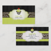 PixDezines keylime wervelt cupcake + pinstripes Visitekaartje (Voorkant / Achterkant)