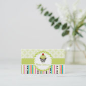 PixDezines keylime wervelt cupcake + strepen Visitekaartje (Staand voorkant)