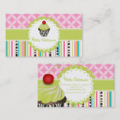 PixDezines keylime wervelt cupcake + strepen Visitekaartje (Voorkant / Achterkant)
