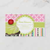 PixDezines keylime wervelt cupcake + strepen Visitekaartje (Achterkant)