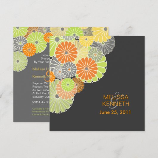 PixDezines Kiku (chrysanthemum), citruskleur Kaart (Voorkant / Achterkant)