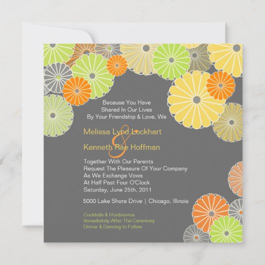 PixDezines Kiku (chrysanthemum), citruskleur Kaart (Achterkant)