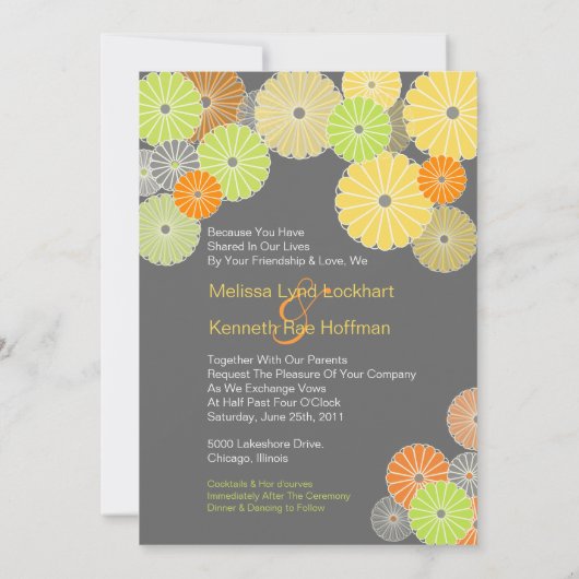 PixDezines Kiku (chrysanthemum), citruskleur Kaart (Achterkant)