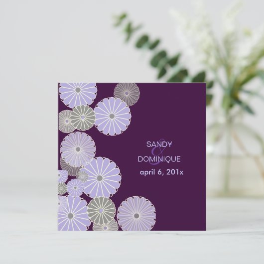 PixDezines Kiku/paars+plum Kaart (Staand voorkant)