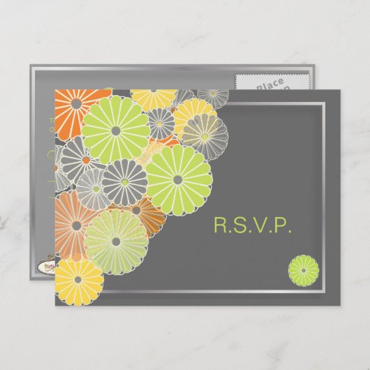 PixDezines Kiku RSVP briefkaarten/voor 5x7 uitnodi Uitnodiging Briefkaart (Voorkant / Achterkant)