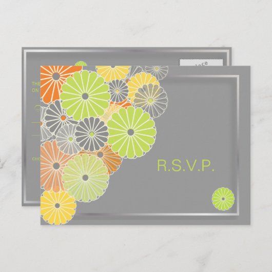 PixDezines Kiku RSVP briefkaarten/voor 5x7 uitnodi Uitnodiging Briefkaart (Voorkant / Achterkant)