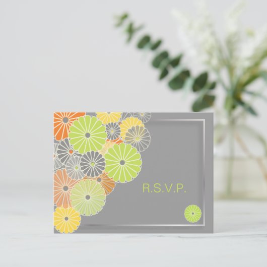 PixDezines Kiku RSVP briefkaarten/voor 5x7 uitnodi Uitnodiging Briefkaart (Staand voorkant)