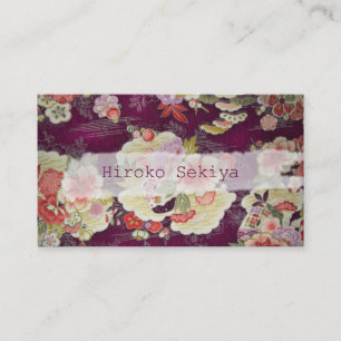 PixDezines kimono/nep chirimen/oleanders Visitekaartje