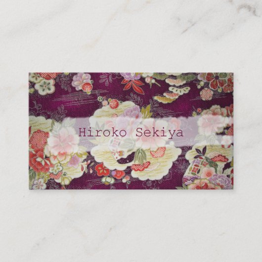 PixDezines kimono/nep chirimen/oleanders Visitekaartje (Voorkant)