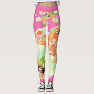PixDezines Kimono/Pioenrozen/Kersenbloesem Leggings
