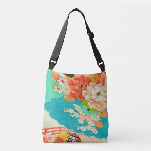 PixDezines  Kimono Print/Peonies/Sakura Crossbody Tas (Voorkant)