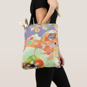 PixDezines Kimono Print/Peonies/Sakura Tote Bag