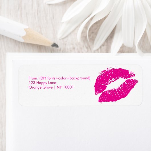 PixDezines kiss/lips/hot roze Etiket (Insitu)