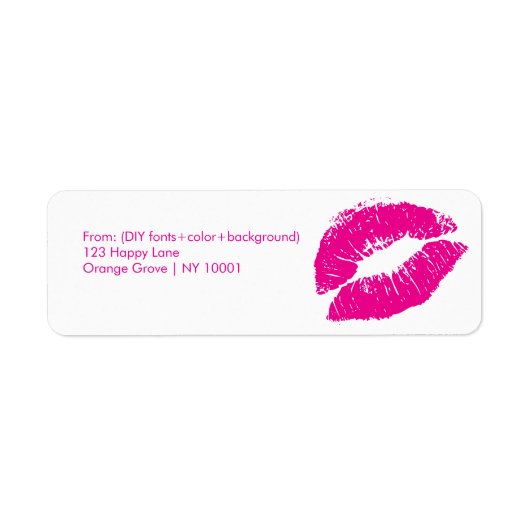 PixDezines kiss/lips/hot roze Etiket (Voorkant)