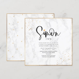 PixDezines Klasse Marmer Gouden Confetti Bar Mitzv Kaart