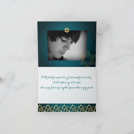 PixDezines klassiek mitzvah dank u/DIY-kleur Bedankkaart (Binnen)