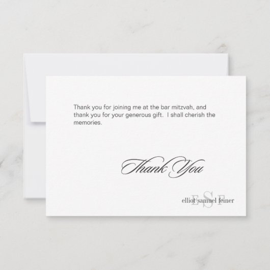 PixDezines Klassieke Monogram Dank je kaarten, Pla Bedankkaart (Achterkant)