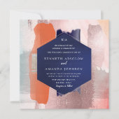 PixDezines Kleurblok moderne kunst koraalroze navy Kaart (Voorkant)