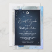 PixDezines Kleurenblok Blues+Zilveren Bar Mitswa Kaart (Achterkant)