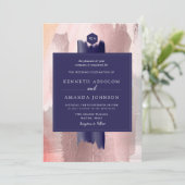 PixDezines Kleurenblok Navy Roos Gold Silver Kaart (Staand voorkant)