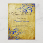 PixDezines  kobalt bl swirls+faux perkament Aankondigingskaart (Voorkant)