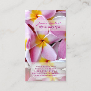 PixDezines KONA PINK PLUMERIAS Visitekaartje