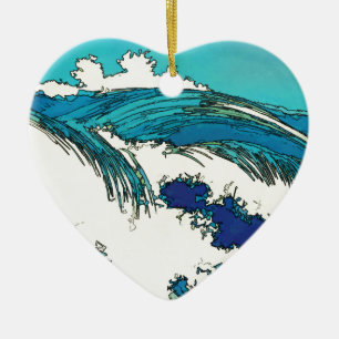 PixDezines konen uehara oceaan golven, 上原 Keramisch Ornament