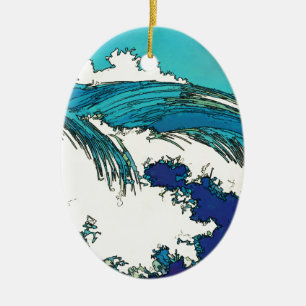 PixDezines konen uehara oceaan golven, 上原 Keramisch Ornament