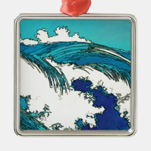 PixDezines konen uehara oceaangolven, 上原 Metalen Ornament