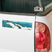 PixDezines konen uehara oceaangolven, 上 原 Bumpersticker (Op Truck)
