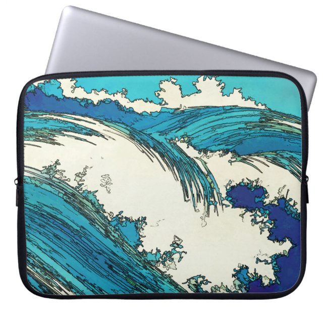 PixDezines konen uehara oceaangolven, 上 原 Laptop Sleeve (Voorkant)
