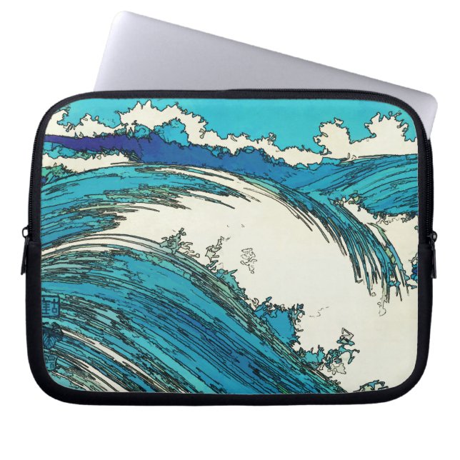 PixDezines konen uehara oceaangolven, 上 原 Laptop Sleeve (Voorkant)