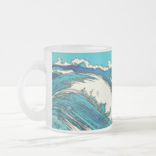 PixDezines konen uehara oceaangolven, 上 原 Matglas Koffiemok (Links)