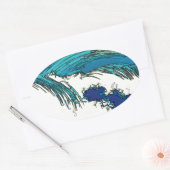 PixDezines konen uehara oceaangolven, 上 原 Ovale Sticker (Envelop)
