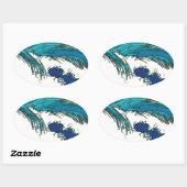 PixDezines konen uehara oceaangolven, 上 原 Ovale Sticker (Vel)