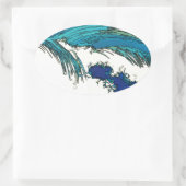 PixDezines konen uehara oceaangolven, 上 原 Ovale Sticker (Tas)