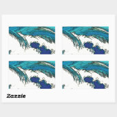 PixDezines konen uehara oceaangolven, 上 原 Rechthoekige Sticker (Vel)