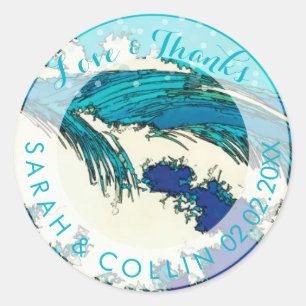PixDezines konen uehara oceaangolven, 上 原 Ronde Sticker
