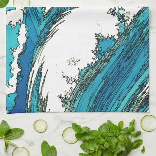 PixDezines konen uehara oceaangolven, 上 原 Theedoek (Gevouwen)