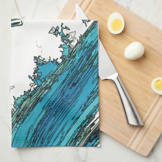 PixDezines konen uehara oceaangolven, 上 原 Theedoek (Quarter Fold)
